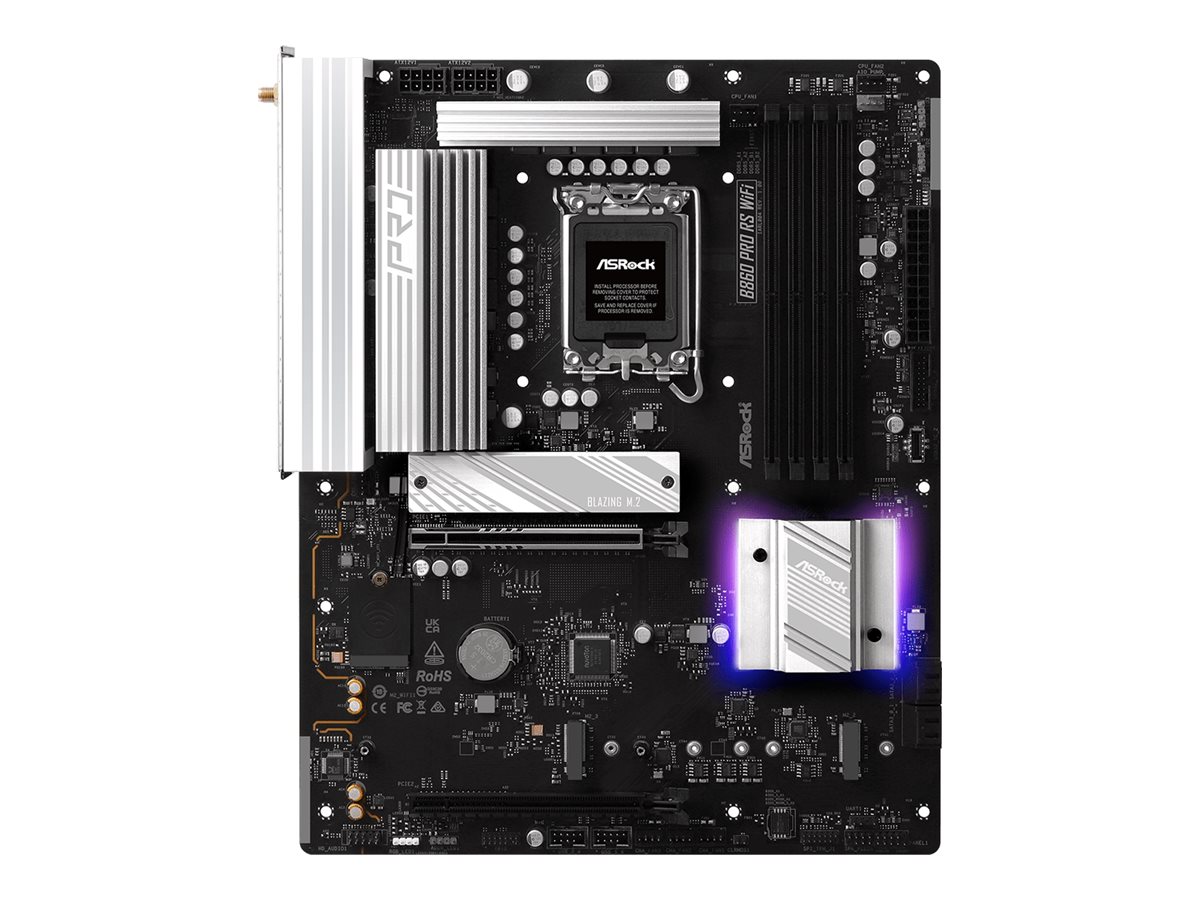 ASRock B860 Pro RS WiFi - Motherboard - ATX - LGA1851-Sockel - B860 Chipsatz - USB-C Gen 2x2 USB-C 3.2 Gen 1 USB 3.2 Gen 1 - Wi-Fi 6E 2.5 Gigabit LAN Bluetooth - Onboard-Grafik (CPU erforderlich)