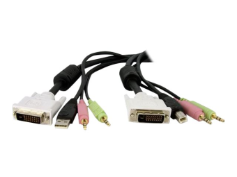 StarTech.com 18 m 4-in-1 USB Dual Link DVI-D KVM-Switchkabel mit Audio und Mikrofon - Tastatur-  Video-  Maus-  Audio-Kabel - USB mini-phone stereo 3.5 mm DVI-D (M)