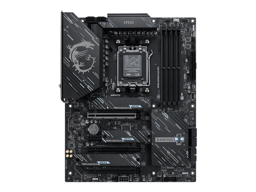 MSI X870E GAMING PLUS WIFI - Motherboard - ATX - Socket AM5 - AMD X870E Chipsatz - USB4, USB-C 3.2 Gen 2x2, USB-C 3.2 Gen2, USB 3.2 Gen 2, USB 3.2 Gen 1 - Wi-Fi 7, 5 Gigabit Ethernet, Bluetooth - Onboard-Grafik (CPU erforderlich)