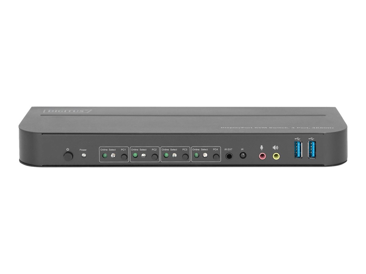 DIGITUS KVM-Switch, 4-Port, 4K60Hz, 4 x DP in, 1 x DPHDMI out