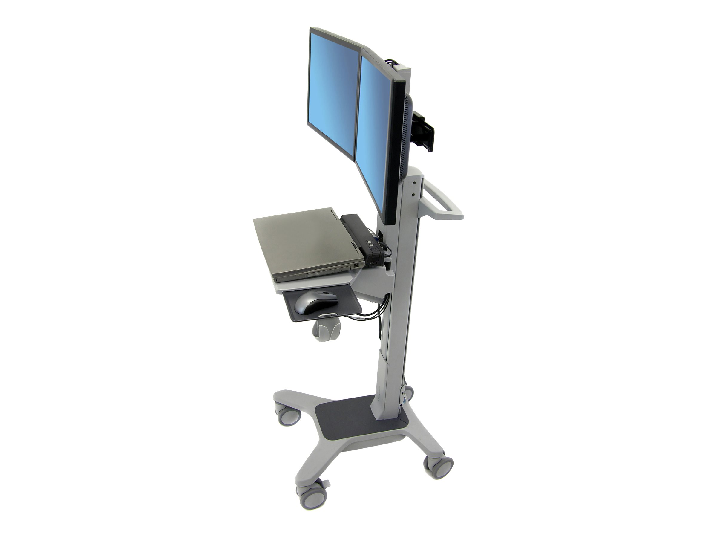 Ergotron Neo-Flex WideView WorkSpace - Wagen - Konstante Krafttechnologie - für 2 LCD-Displays  PC-Ausrüstung - dual - Aluminium, pulverbeschichteter Stahl, hochwertiger Kunststoff - Zweistufiges Grau - Bildschirmgröße bis zu 55,9 cm (bis zu 22 Zoll)