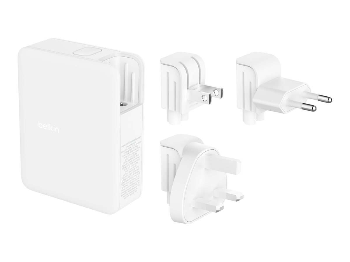 Belkin BoostCharge Pro - Netzteil - GaN-Technologie - 140 Watt - Fast Charge, Power Delivery 3.1 - 4 Ausgabeanschlussstellen (3 x USB-C, USB)