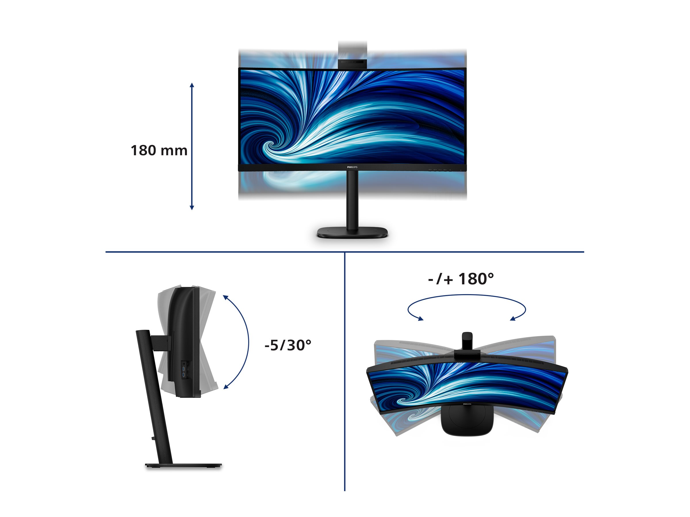 Philips 34B2U3600CH - 3000 Series - LED-Monitor - gebogen - 86.36 cm (34")