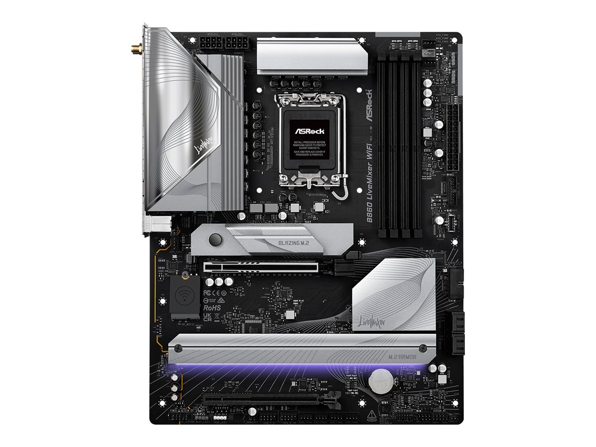 ASRock B860 LIVEMIXER WIFI - Motherboard - ATX - LGA1851-Sockel - B860 Chipsatz - USB4, USB 3.2 Gen 1, USB-C 3.2 Gen 1 - 2.5 Gigabit LAN, Wi-Fi 6E, Bluetooth - Onboard-Grafik (CPU erforderlich)