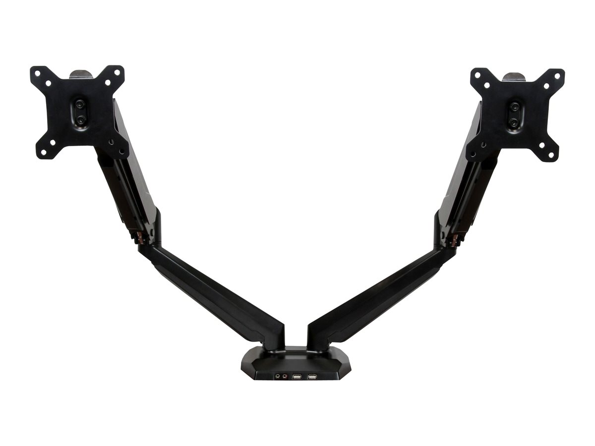 StarTech.com Startech Dual Monitor Halterung mit eingebautem 2 Port USB und Audio Passthrough - Befestigungskit - einstellbarer Arm - für LCD-Display - Aluminium - Schwarz - Bildschirmgröße 76.2 cm (12"-32")