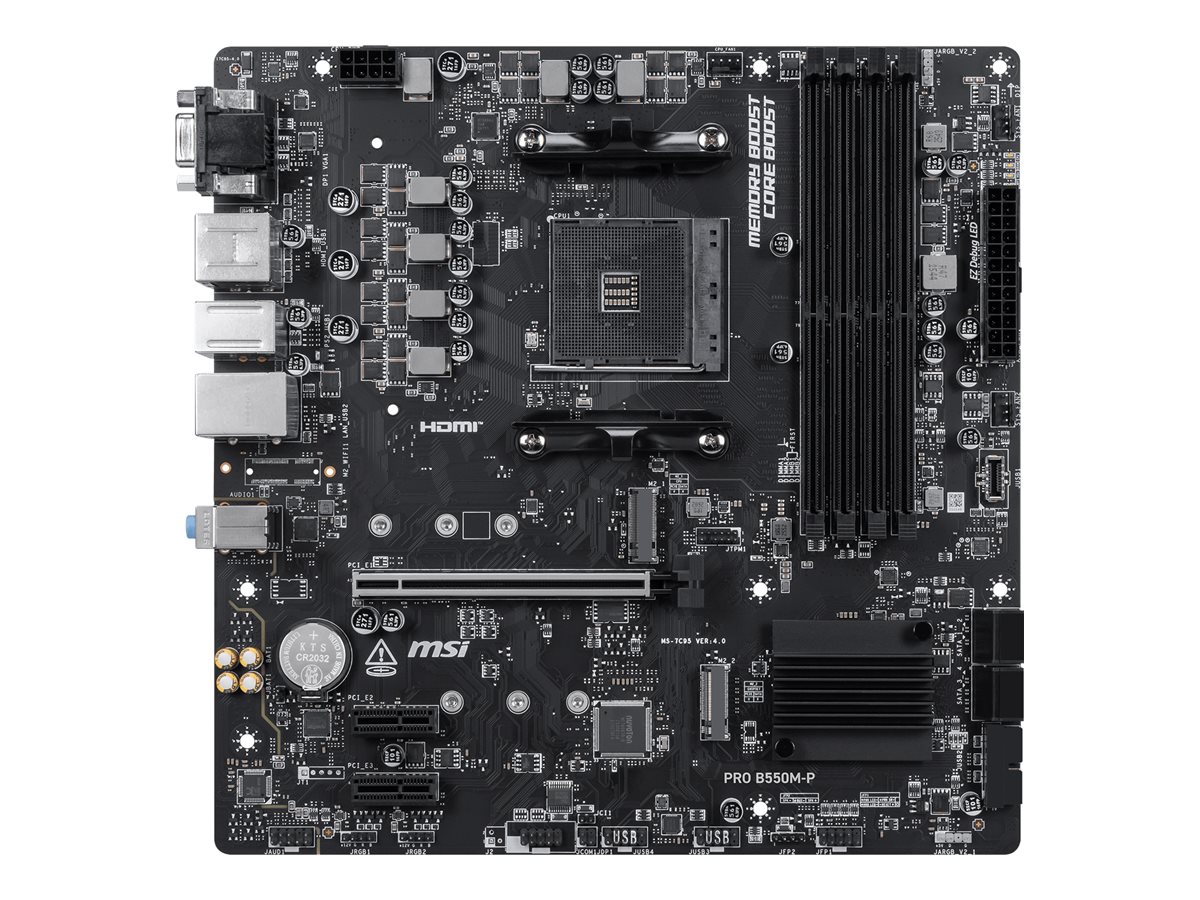 MSI PRO B550M-P - Motherboard - micro ATX - Socket AM4 - AMD B550 Chipsatz - USB 3.2 Gen 1, USB-C 3.2 Gen 1 - Gigabit LAN - Onboard-Grafik (CPU erforderlich)
