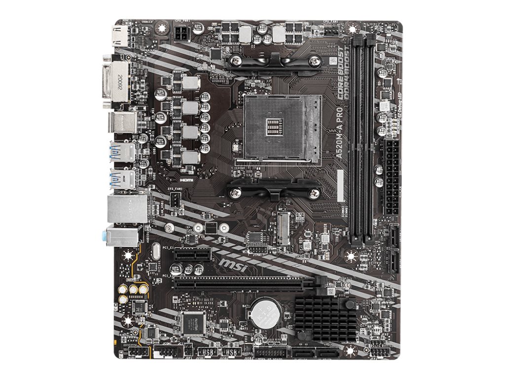 MSI A520M-A PRO - Motherboard - micro ATX - Socket AM4 - AMD A520 Chipsatz - USB 3.2 Gen 1 - Gigabit LAN - Onboard-Grafik (CPU erforderlich)