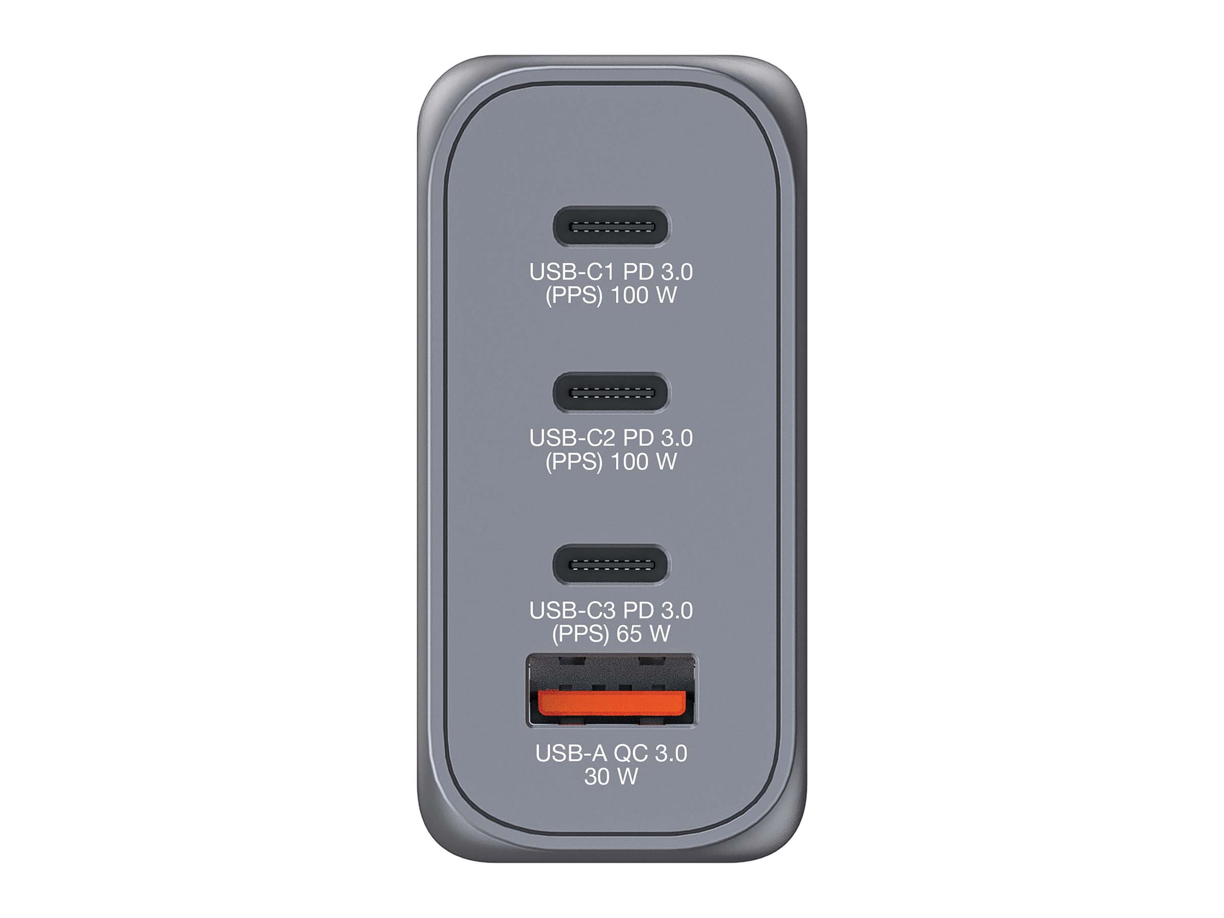 Verbatim Netzteil - GaN - 100 Watt - 5 A - PD 3.0, PDPPS, QC 3.0 - 4 Ausgabeanschlussstellen (3 x USB-C, USB)