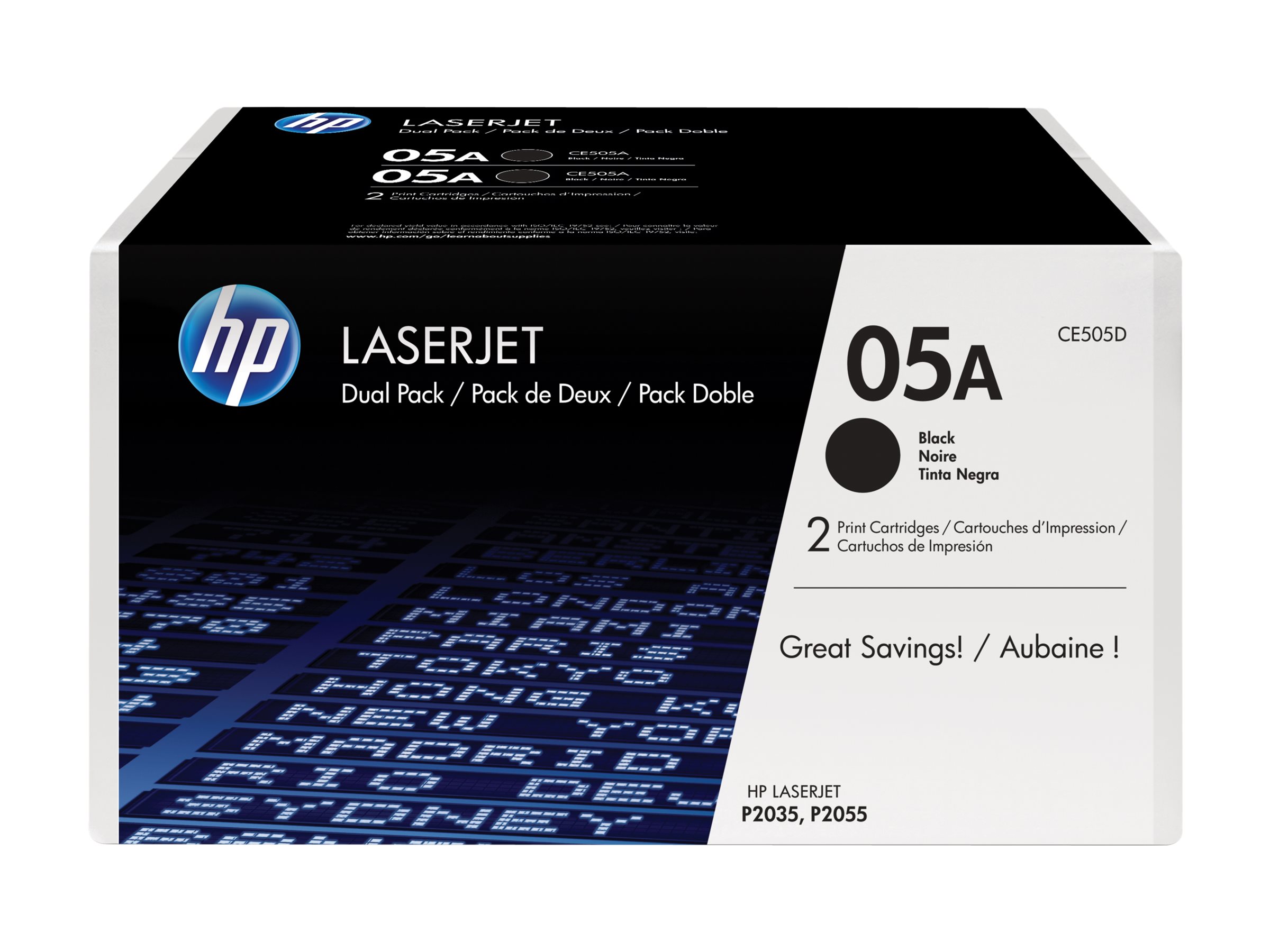 HP 05A - 2er-Pack - Schwarz - original - LaserJet - Tonerpatrone (CE505D)