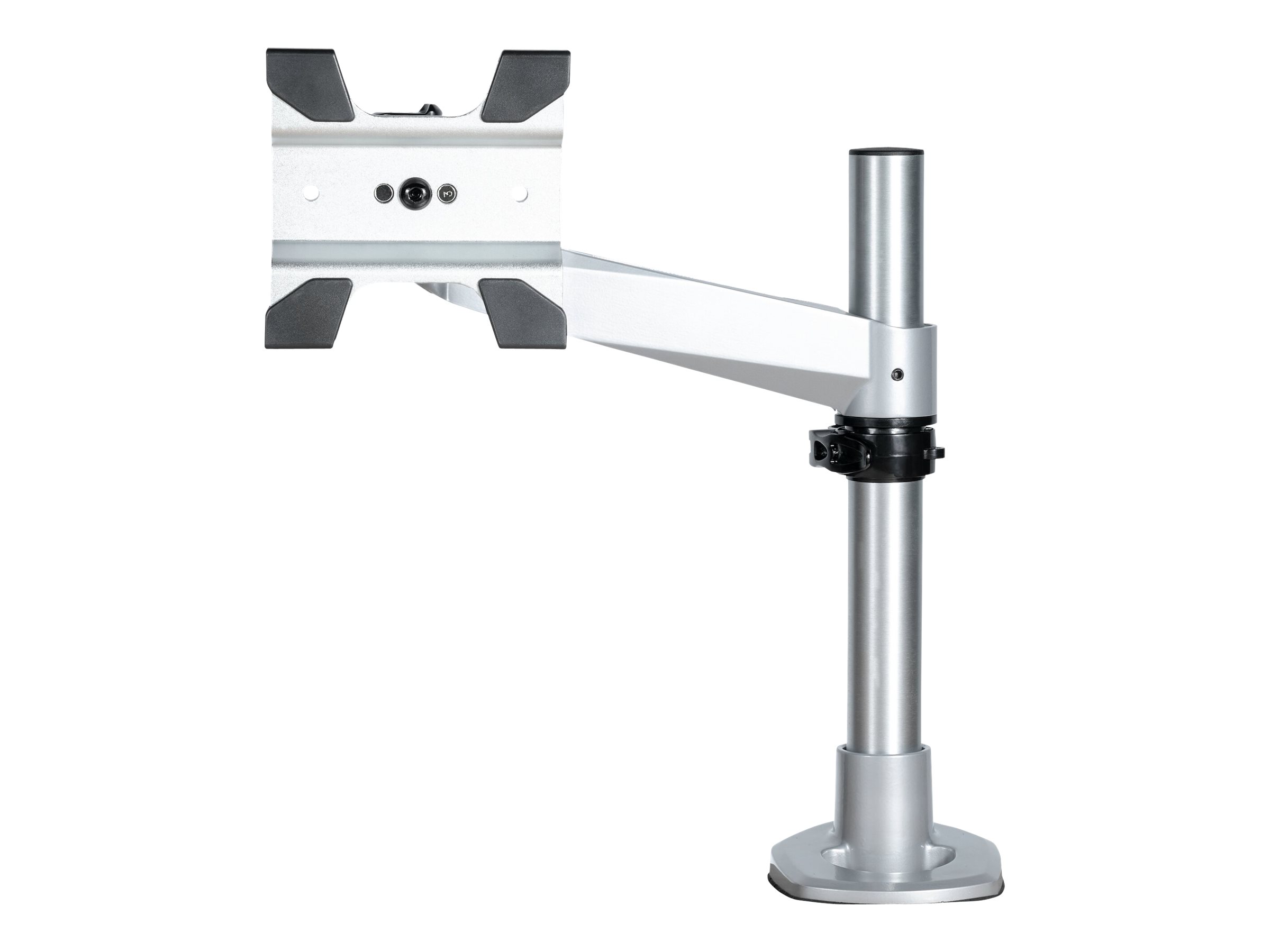 StarTech.com Desk Mount Monitor Arm, VESA or Apple iMacThunderbolt Display up to 14kg, Articulating Height Adjustable Single Desktop Monitor Pole Mount, Desk Clamp or Grommet, Silver - Small Footprint Design (ARMPIVOTB2)