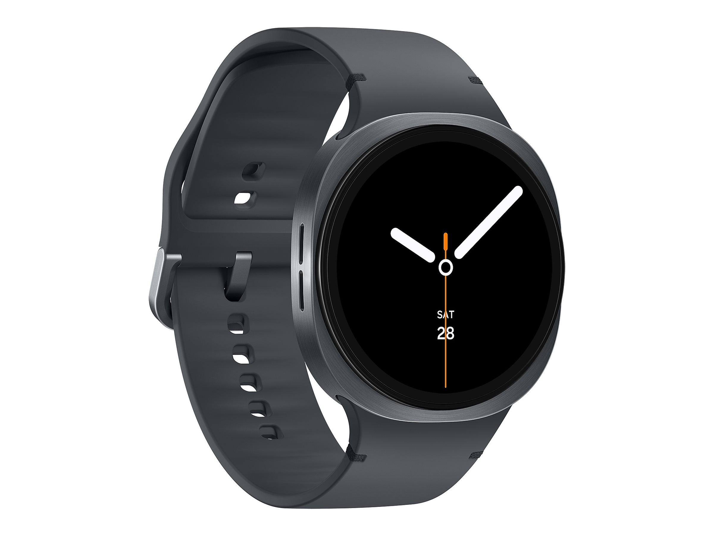Samsung Galaxy Watch8 - 44 mm - Carbon-Schwarz - intelligente Uhr mit Sportband - Gummi - Graphit - Bandgröße ML - Anzeige 3.7 cm (1.47")