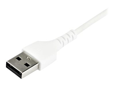 StarTech.com StarTech 2m USB A to USB C Charging Cable, Durable Fast Charge & Sync USB 2.0 to USB Type C Data Cord, Rugged TPE Jacket Aramid Fiber MM 3A White, Samsung S10, S20, iPad Pro, Pixel - Heavy Duty and Rugged - USB-Kabel - USB (M)