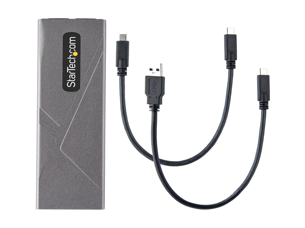 StarTech.com USB-C 10Gbps to M.2 NVMe or M.2 SATA SSD Enclosure, Tool-free M.2 PCIeSATA NGFF SSD Enclosure, Portable Aluminum Case, USB Type-C & USB-A Host Cables, For 2230224222602280 - Works w Thunderbolt 3 (M2-USB-C-NVME-SATA)