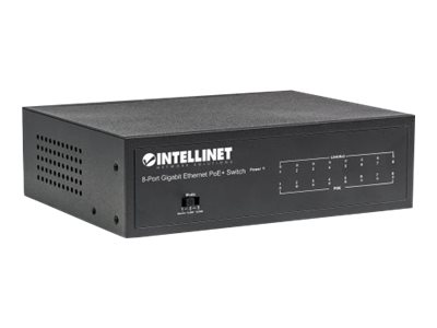 Intellinet 8-Port Gigabit Ethernet PoE+ Switch IEEE 802.3ataf Power over Ethernet (PoE+PoE)-