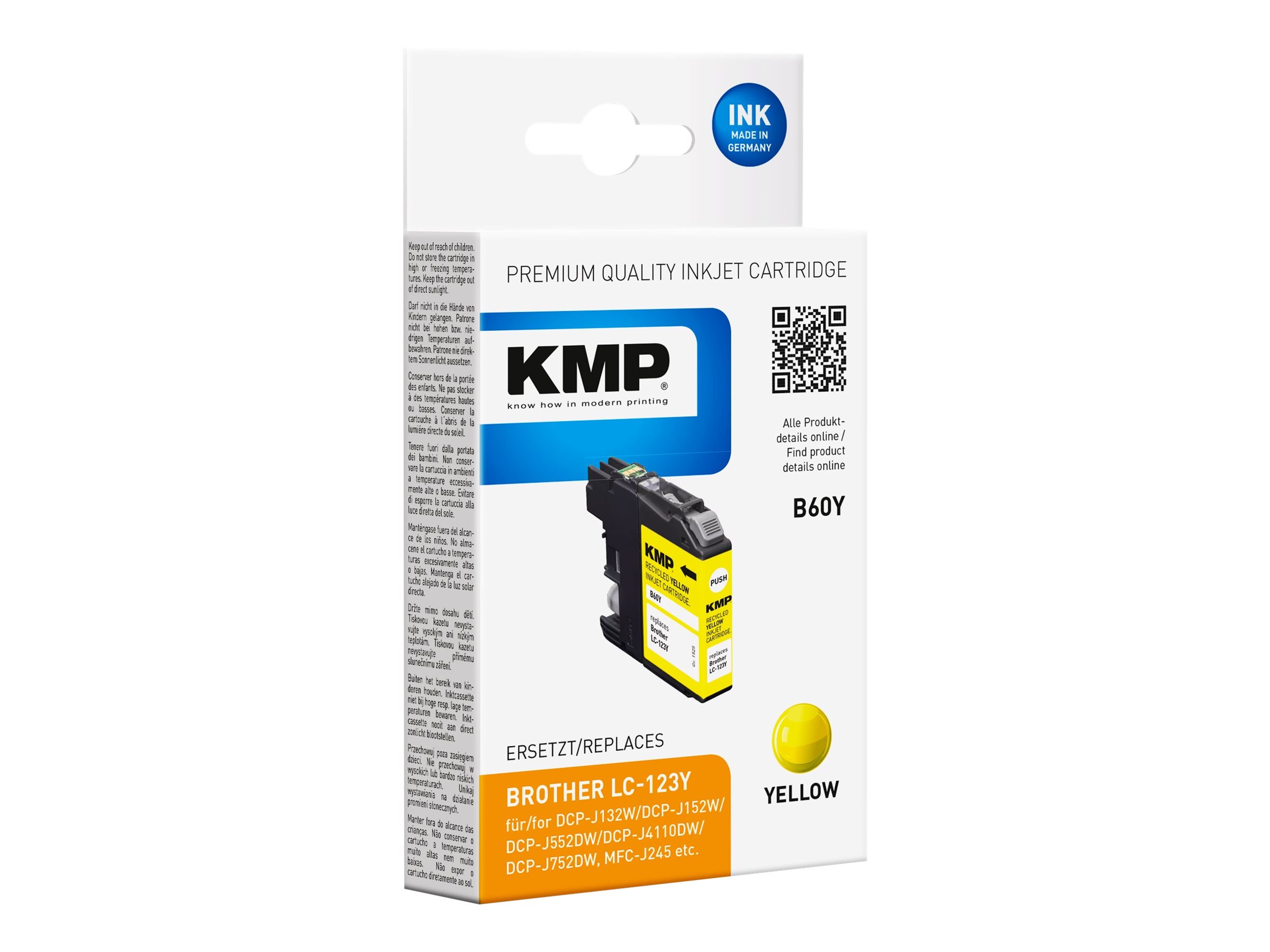 KMP B60Y - 6.5 ml - Gelb - kompatibel - Tintenpatrone (Alternative zu Brother LC123Y)