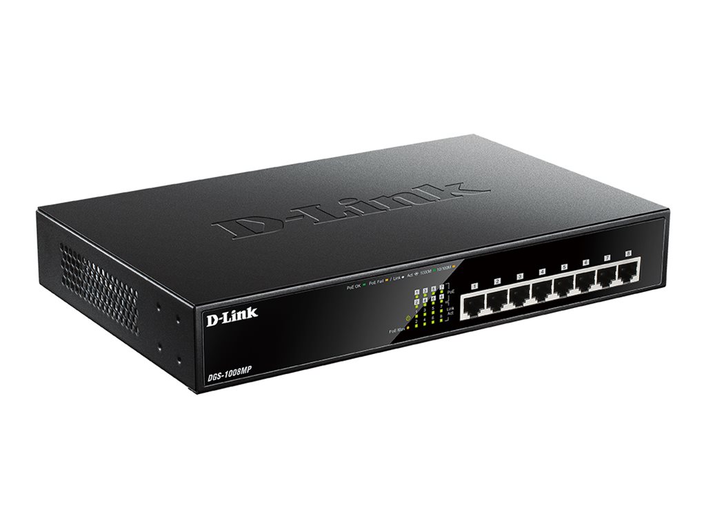 D-Link DGS 1008MP - Switch - unmanaged - an Rack montierbar - PoE (140 W)