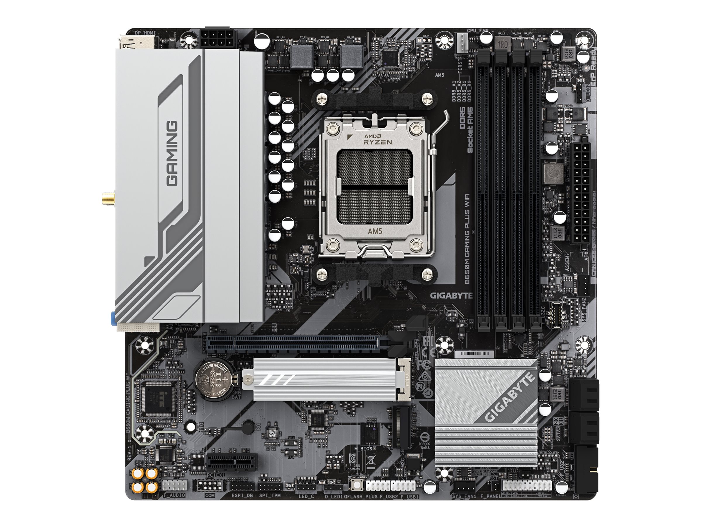 Gigabyte B650M GAMING PLUS WIFI - 1.X - Motherboard - micro ATX - Socket AM5 - AMD B650 Chipsatz - USB 3.2 Gen 1, USB-C 3.2 Gen 1 - 2.5 Gigabit LAN, Bluetooth, Wi-Fi 6E - Onboard-Grafik (CPU erforderlich)
