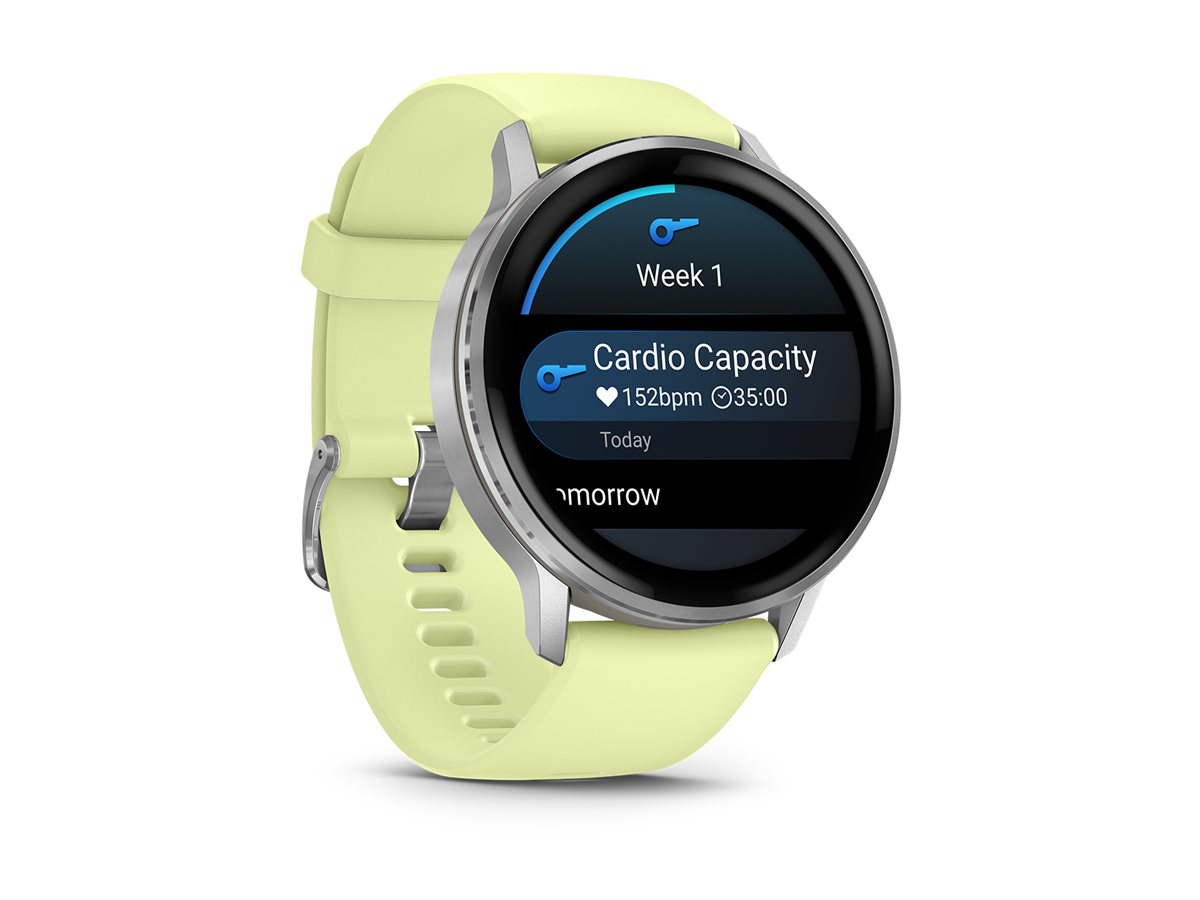 Garmin Venu 4 - 45 mm - silber - intelligente Uhr mit Band - Silikon - Zitronen - Handgelenkgröße 135-200 mm - Anzeige 3.53 cm (1.4")