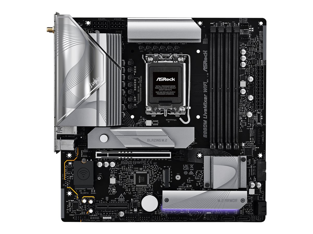 ASRock B860M LiveMixer WiFi - Motherboard - micro ATX - LGA1851-Sockel - B860 Chipsatz - USB-C 3.2 Gen 1 USB 3.2 Gen 1 USB4 - 2.5 Gigabit LAN Bluetooth Wi-Fi 6E - Onboard-Grafik (CPU erforderlich)