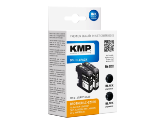 KMP DOUBLEPACK B62DX - 2er-Pack - 11.8 ml - Schwarz - kompatibel - Tintenpatrone (Alternative zu Brother LC-223BK)