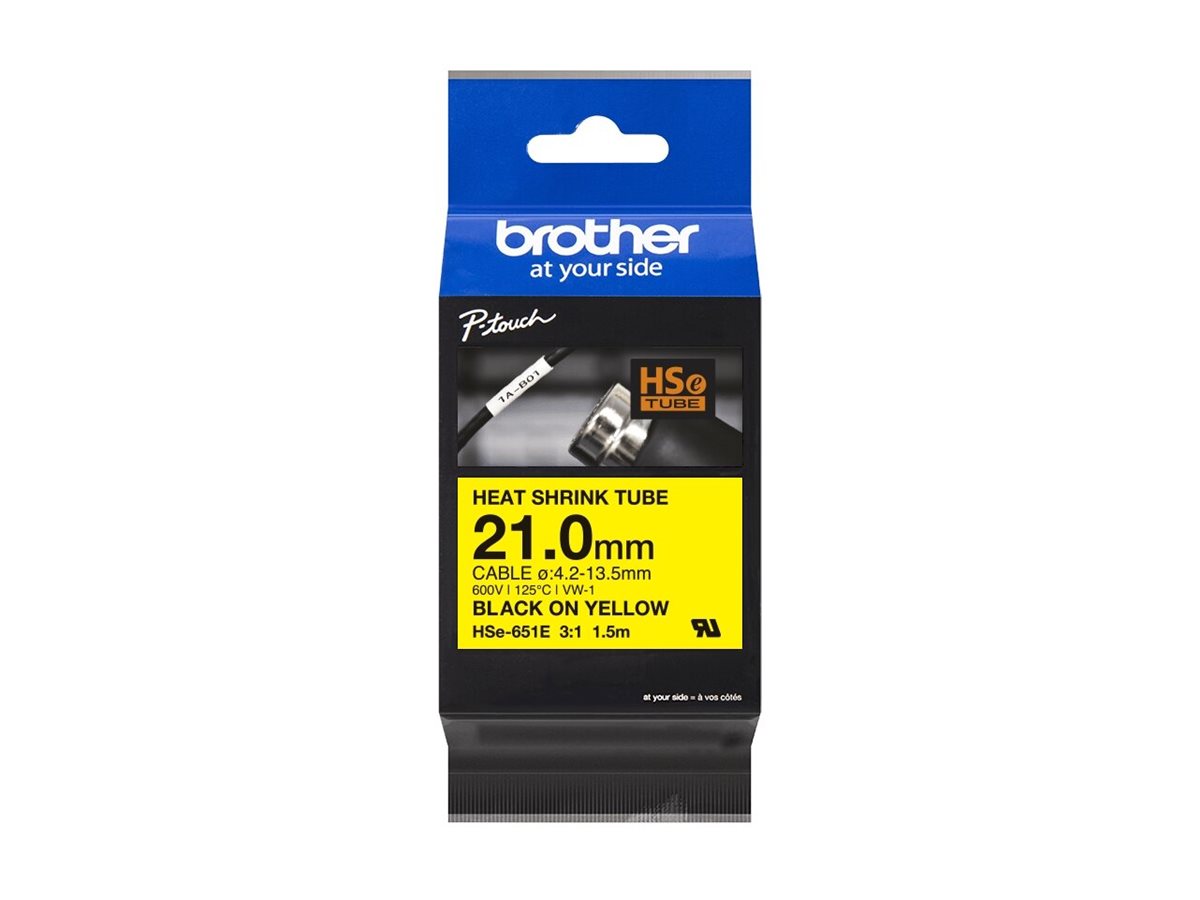 Brother HSE-651E - Schwarz auf Gelb - Rolle (2,1 cm x 1,5 m)