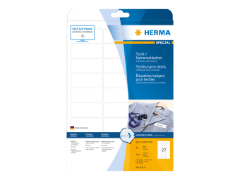 HERMA Special Name labels - Acetatseide - selbstklebend entfernbarer Klebstoff - weiß - 63.5 x 29.6 mm 540 Etikett(en) (20 Bogen x 27)