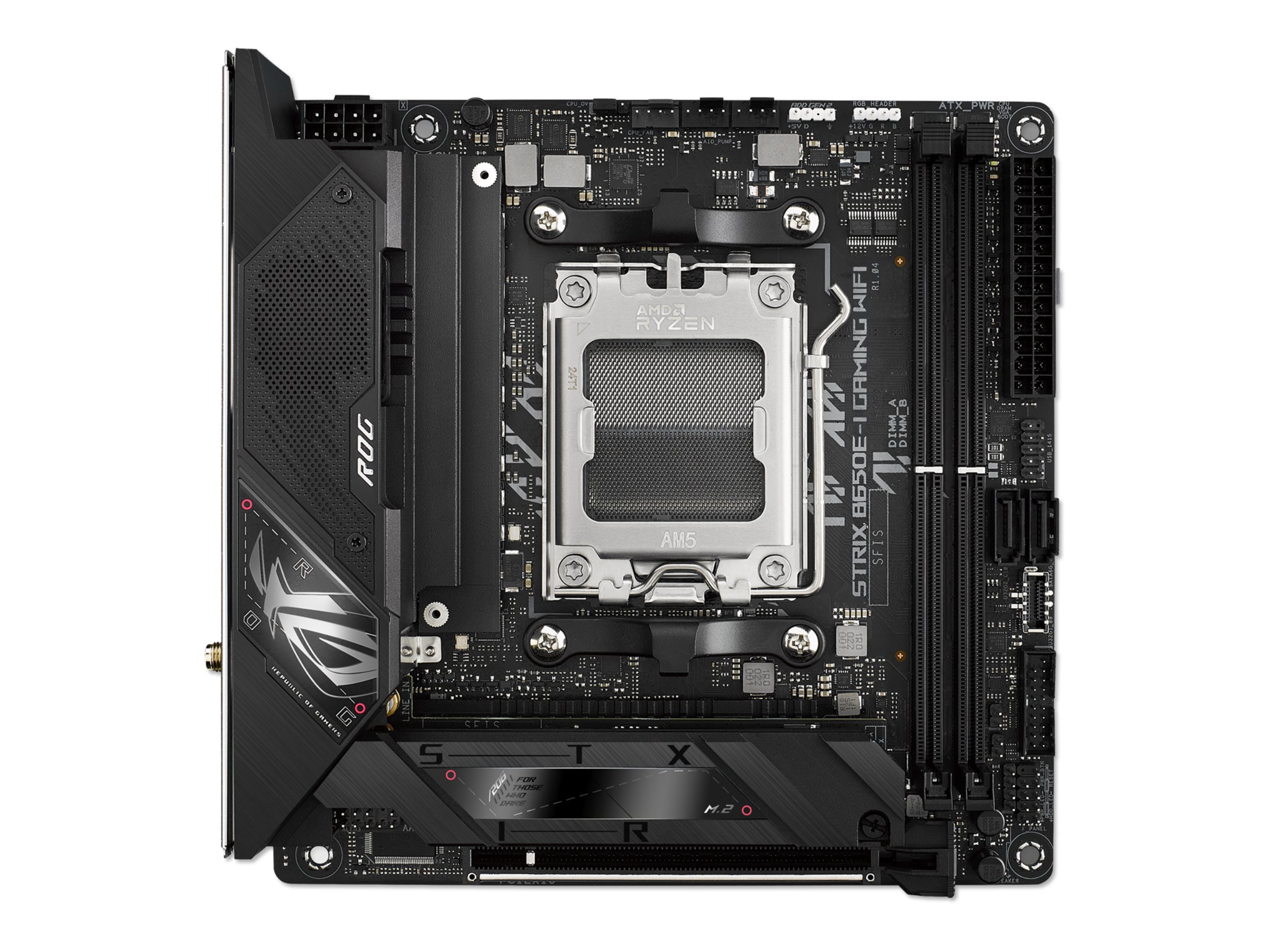 ASUS ROG Strix B650E-I Gaming WiFi - Motherboard - Mini-ITX - Socket AM5 - AMD B650 Chipsatz - USB-C 3.2 Gen 2x2, USB-C 3.2 Gen2, USB 3.2 Gen 2, USB 3.2 Gen 1 - 2.5 Gigabit LAN, Wi-Fi 6E - Onboard-Grafik (CPU erforderlich)