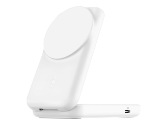 Belkin UltraCharge - Kabelloses Ladegerät - 2-in-1, Qi2, magnetisch, faltbar + AC-Netzteil - 25 Watt - Ultra Fast Charge (24 pin USB-C)