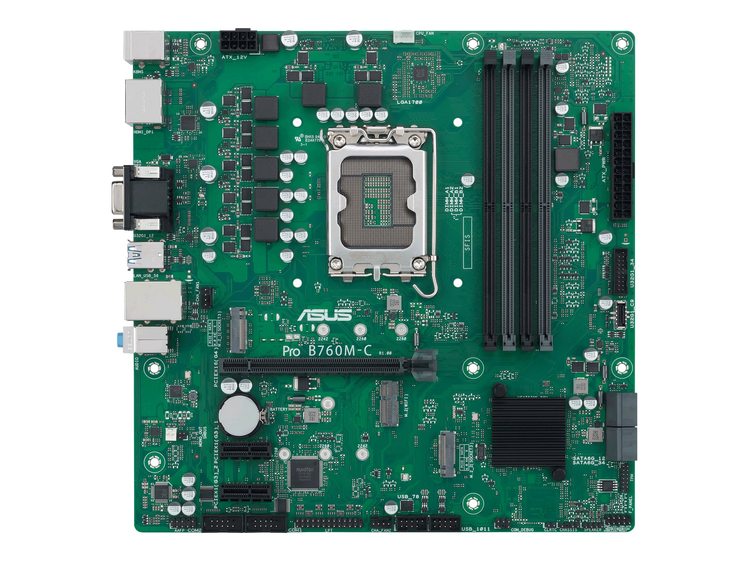 ASUS Pro B760M-C-CSM - Motherboard - micro ATX - LGA1700-Sockel - B760 Chipsatz - USB 3.2 Gen 1, USB-C 3.2 Gen 1 - Gigabit LAN - Onboard-Grafik (CPU erforderlich)