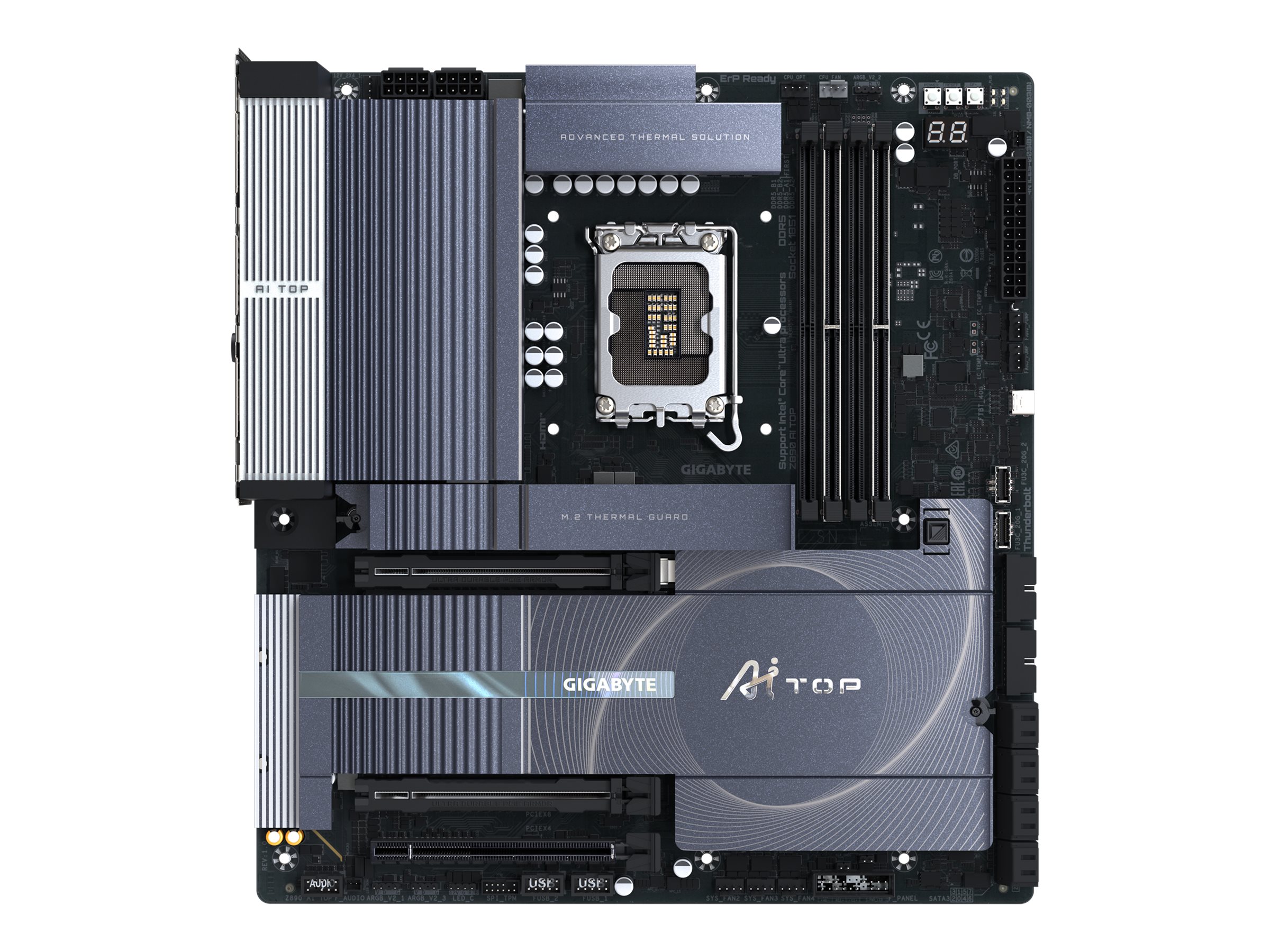 Gigabyte Z890 AI TOP - Motherboard - E-ATX - LGA1851-Sockel - Z890 Chipsatz - USB4 USB 3.2 Gen 2 USB 3.2 Gen 1 USB-C 3.2 Gen 2x2 - 2 x 2.5 Gigabit LAN Bluetooth Wi-Fi 7 - Onboard-Grafik (CPU erforderlich)