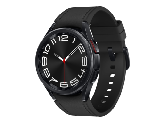 Samsung Galaxy Watch6 Classic - 43 mm - intelligente Uhr mit Band - Hybrid-Eco-Leder - schwarz - Bandgröße: SM - Anzeige 3.33 cm (1.3)