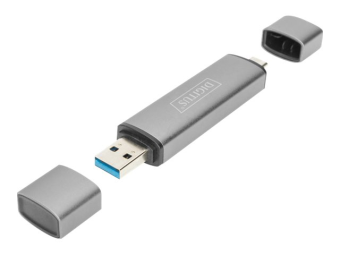 DIGITUS Dualer Kartenlesegerät Hub USB-C  USB 3.0, OTG