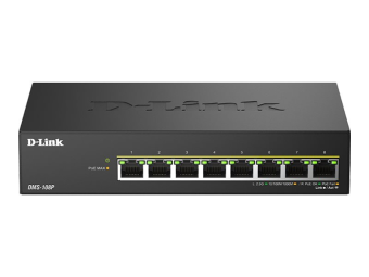 D-Link DMS 108P - Switch - unmanaged - 8 x 1010010002.5G - Desktop - PoE+ (230 W)
