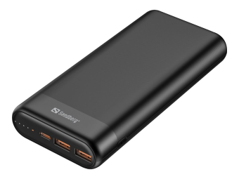 SANDBERG Powerbank - 20000 mAh - 74.4 Wh - 3.25 A - QC 3.0, PD - 3 Ausgabeanschlussstellen (2 x USB, USB-C)
