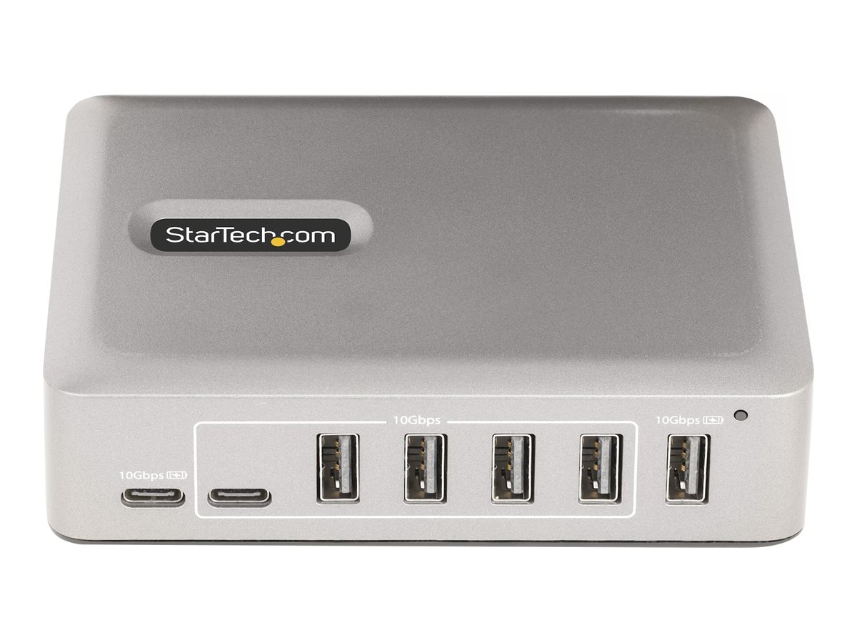 StarTech.com 7-Port USB-C Hub, 5x USB-A + 2x USB-C, Self-Powered w 65W Power Supply, USB 3.1 10Gbps Hub w BC1.2 Charging, DesktopLaptop USB Hub with 3ft Locking USB-IF Certified Cable - USB Expansion Hub (10G5A2CS-USB-C-HUB)