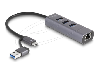Delock Hub - with USB Type-C or USB Type-A connector, in metal case