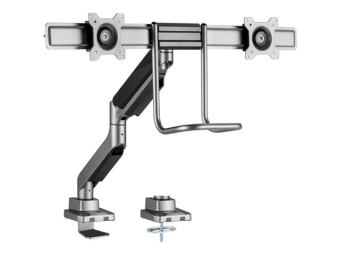 Equip Befestigungskit (Kabeldurchführungsklemme Schrauben Klemmhalterung bar horizontale Schiene Griff) - Gasfeder - für 2 LCD-Displays Curved LCD-Displays - Kunststoff Aluminium stainless steel - Silber - Bildschirmgröße 43.2-81.3 cm (17-32)