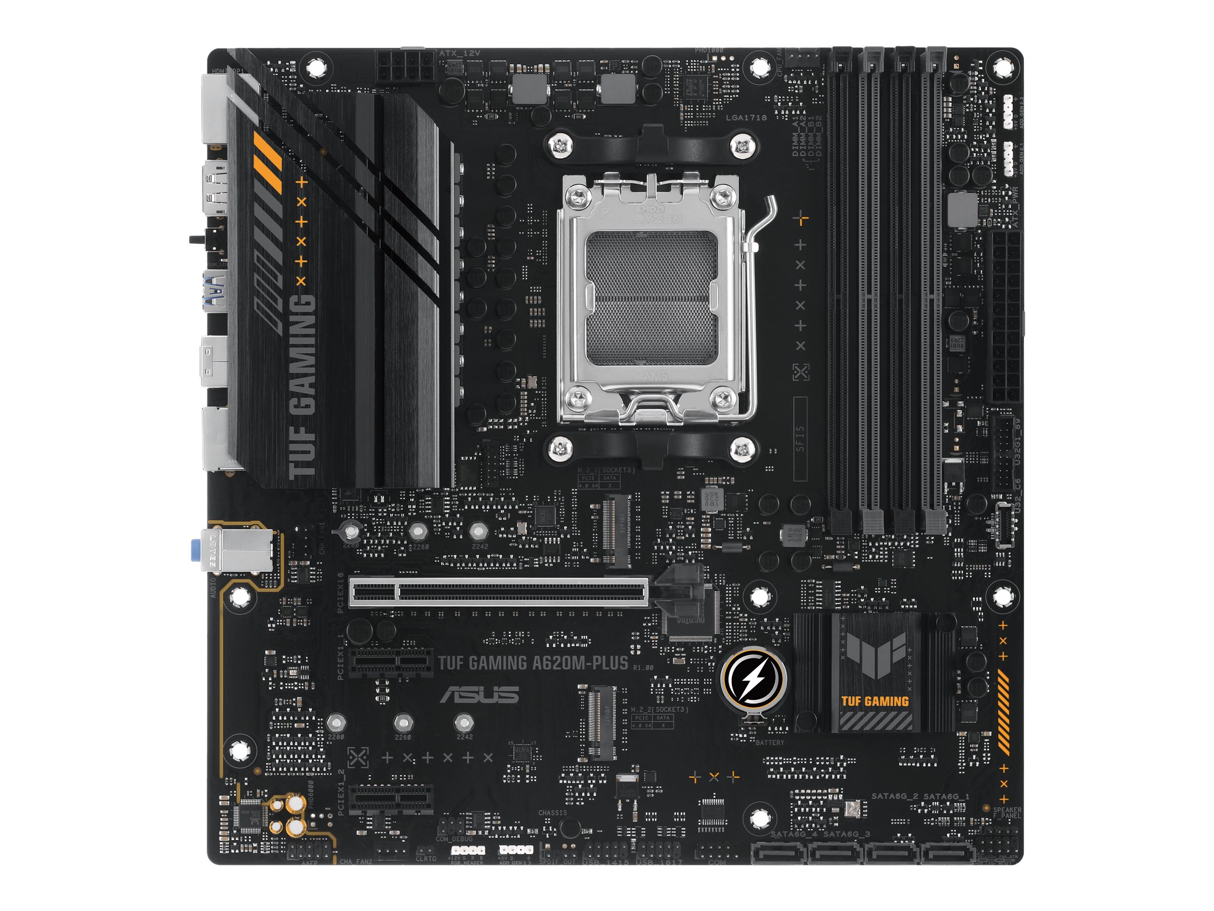 ASUS TUF GAMING A620M-PLUS - Motherboard - micro ATX - Socket AM5 - AMD A620 Chipsatz - USB 3.1 Gen 1, USB-C 3.2 Gen 1 - 2.5 Gigabit LAN - Onboard-Grafik (CPU erforderlich)