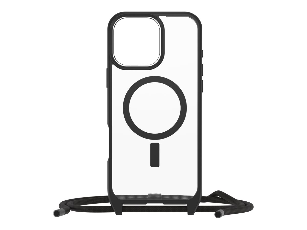 OtterBox React Series - Hintere Abdeckung für Mobiltelefon - Halskette - kompatibel mit MagSafe - Black Crystal (transparentschwarz)