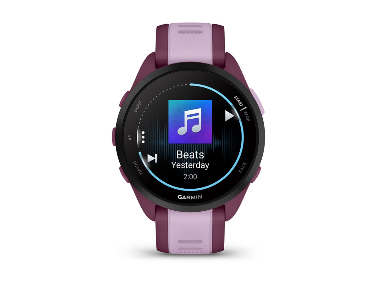 Garmin Forerunner 165 Music - Berry - Sportuhr mit Band - Silikon - Flieder - Handgelenkgröße 126-203 mm - Anzeige 3 cm (1.2")