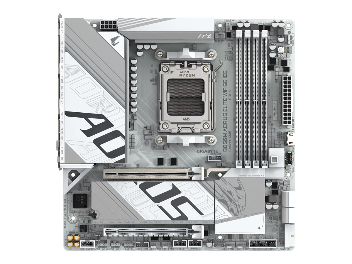 Gigabyte AORUS B850M ELITE WIFI6E ICE - Motherboard - micro ATX - Socket AM5 - AMD B850 Chipsatz - USB-C 3.2 Gen 2x2, USB-C 3.2 Gen2, USB 3.2 Gen 1, USB 3.2 Gen 2 - Bluetooth, 2.5 Gigabit LAN, Wi-Fi 6E - Onboard-Grafik (CPU erforderlich)