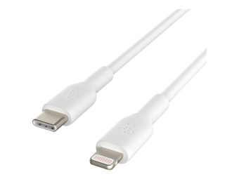 Belkin BoostCharge - Lightning-Kabel - 24 pin USB-C männlich zu Lightning männlich - 2 m - weiß - USB-Stromversorgung (18 W)