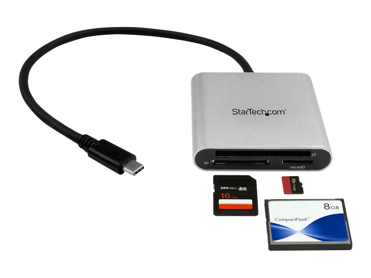 StarTech.com Startech USB 3.0 Kartenleser mit USB-C - SD, MicroSD, CompactFlash Speicherkartenleser mit USB-C Kabel - Kartenleser (CF I, CF II, MMC, SD, microSD, SDHC, microSDHC, SDXC, microSDXC)