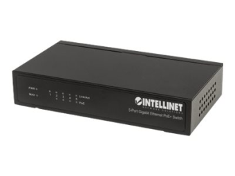 Intellinet 5-Port Gigabit Ethernet PoE+ Switch 4 x PSE Ports IEEE 802.3ataf Power over Ethernet (PoE+PoE)