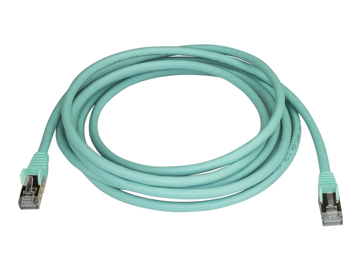 StarTech.com 3m CAT6A Ethernet Cable, 10 Gigabit Shielded Snagless RJ45 100W PoE Patch Cord, CAT 6A 10GbE STP Network Cable wStrain Relief, Aqua, UL Certified WiringTIA - Category 6A - 26AWG (6ASPAT3MAQ)