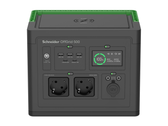 APC Schneider OffGrid 500 - Tragbares kraftwerk - LCD Lithium-Ionen 2 CEE 73 Schuko-Steckdosen Sinuswelle 3 USB-A 2 USB-C kabelloses Ladegerät