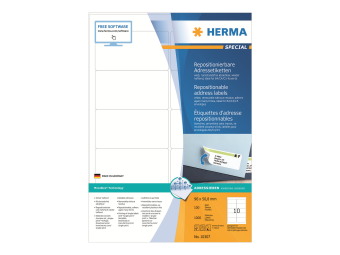 HERMA Special - Papier - matt - selbstklebend neu positionierbar - weiß - 96 x 50.8 mm 1000 Etikett(en) (100 Bogen x 10)