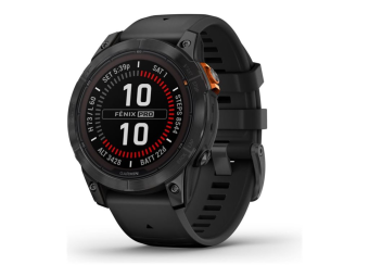 Garmin fenix 7 Pro Solar - 47 mm - Slate Gray - Sportuhr mit Band - Silikon - schwarz - Handgelenkgröße 125-208 mm - Anzeige 3.302 cm (1.3")