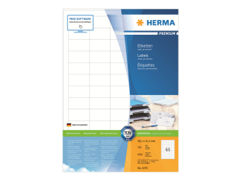 HERMA Premium - Papier - matt - permanent selbstklebend - weiß - 38.1 x 21.2 mm 6500 Etikett(en) (100 Bogen x 65)