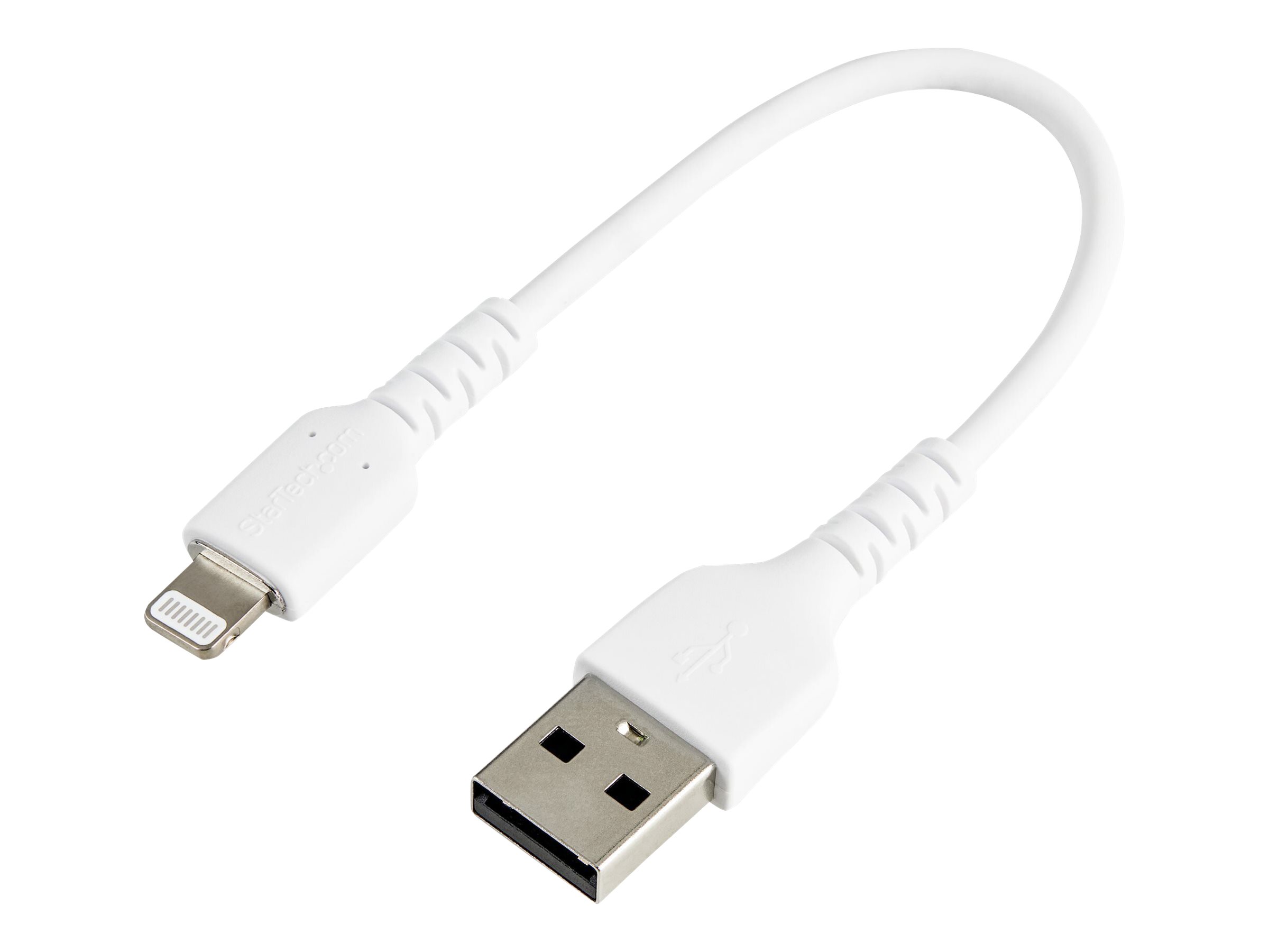 StarTech.com Startech 15cm USB-A auf Lightning-Kabel - Hochbelastbare, robuste Aramidfaser - Lade-Synchronisationskabel - Apple MFi-zertifiziert iPadiPhone 12 - Weiß (RUSBLTMM15CMW)